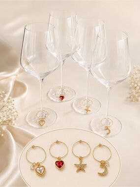 NWT J. Crew Gold Wine Glass Charms Set